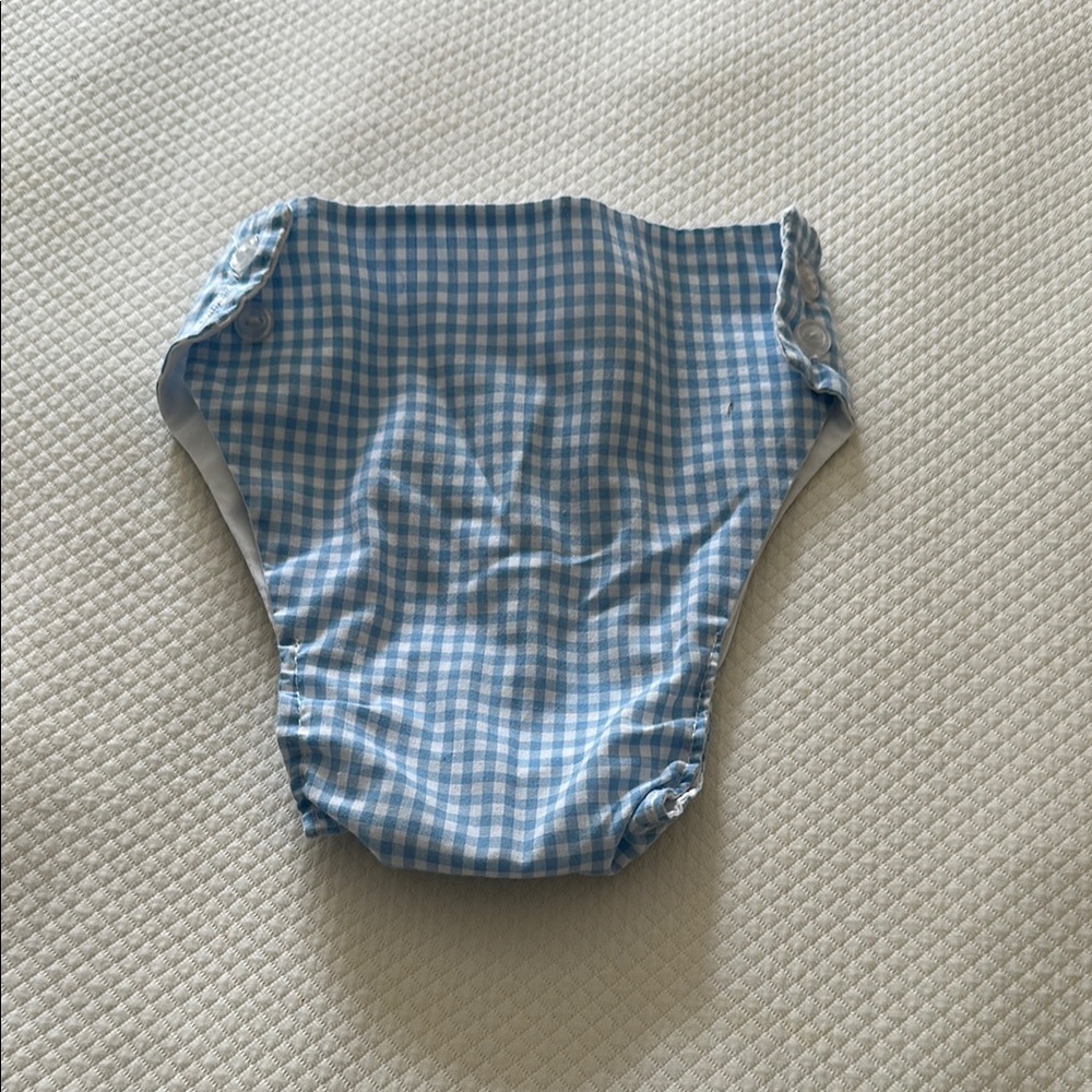 Blue Gingham Kids Diaper Cover